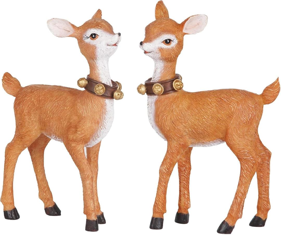 Topadorn Christmas Deer Tabletop Reindeer Figurine for Christmas Decor Indoor Decoration,2 Pack