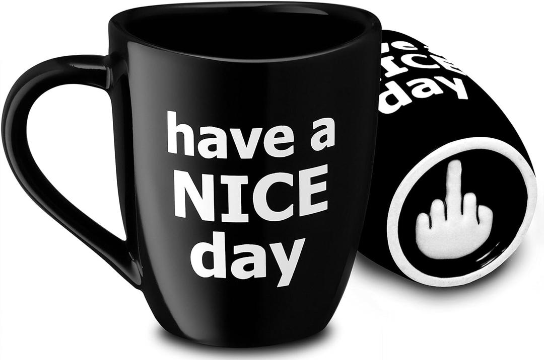 Decodyne Funny Coffee Mug, Gag White Elephant Gifts for Adults and Coworkers - Perfect for Bachelorette Parties, Christmas, and Novelty Gifts, 14 Ounce (Black)