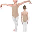 iMucci Professional Women and Girl Nude Leotard Seamless Camisole Undergarment with Transition Strap (S for 43-53"Height)