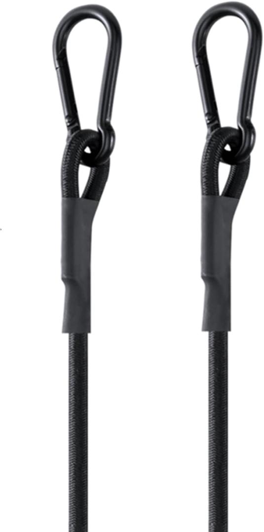 120'' Real Heavy Duty Carabiner Bungee Cords Outdoor with 190 Lbs Max Break Strength, Black Bungee Straps with Upgraded Carabiner Hooks for Luggage Rack, Cargo, Hand Carts, Bike, Camping, etc (2 Pcs)
