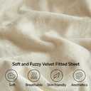 BEDELITE Velvet Fitted Sheet and Pillowcase Set, Luxury Soft Fuzzy Bottom Sheet with Reinforced Elastic Corner Straps, Deep Pocket up to 15 Inch, 1 Fitted Sheet and 1 Pillowcase (Twin, Cream)