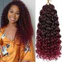 GoGo Curl Crochet Hair 18Inch 6Packs Curl Crotchet Hair Water Wave Crochet Hair Extensions for Black Women (18 Inch (Pack of 6), 1B/Bug#)
