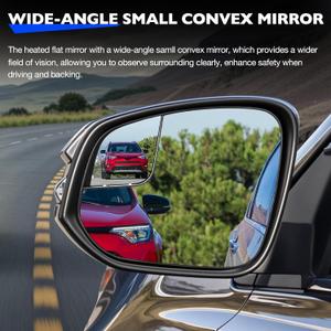Heated Mirror, Compatible with 14-20 Toyota Sienna, Replace 8790608080 Left Driver Side View Heating Flat Mirrors Glass with Small Convex Mirror