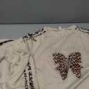 RoseSeek Girl's Y2K Leopard Print Outfit Long Sleeve Bow Sweatshirt Baggy Cargo Pants Set Two Piece Sweatsuit Apricot 13Y