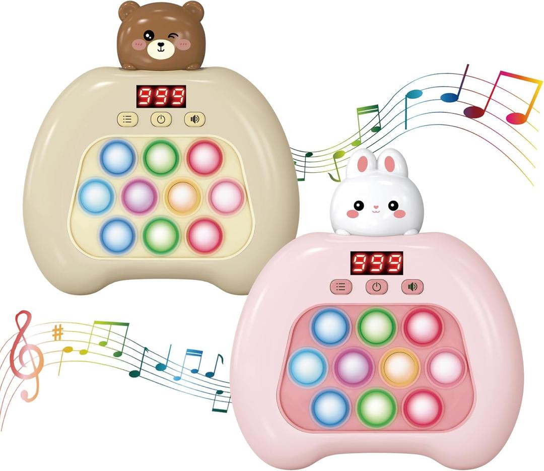 Fast Push Pop Fidget Toys for Kids, Handheld Puzzle Game with LED Screen & Multiplayer Mode, Sensory Toys for 3-12 Year Old Girls Boys, Fun Battle Gifts for Friends Brown