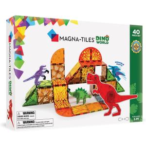 MAGNA-TILES Dino World 40-Piece Magnetic Construction Set, The ORIGINAL Magnetic Building Brand