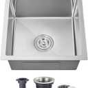 ROVOGO 17"x19"x8" Bar Sink Drop in, Top Mount Kitchen Sink Single Bowl 304 Stainless Steel, Small Wet Bar Prep Sink with 1 Hole, Brushed