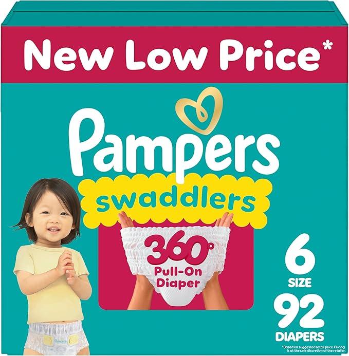 Pampers Diapers - Swaddlers 360 - Size 6, 92 Count, for up to 100% Leakproof Premium Skin Protection
