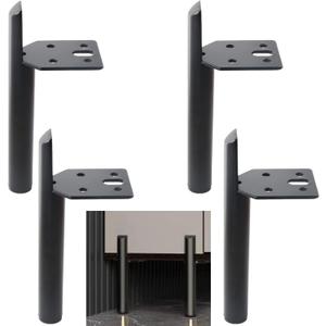 8 Inch Furniture Legs Black Coffee Table Feet, Mid-Century Metal Furniture Leg for Sofa Cabinet Ottoman, Set of 4 Side Mounted Style Home DIY Replacement Feet