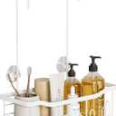 BYT Shower Caddy Hanging, Organizer Hanging for Bathroom, Shower Basket with Hooks, Shower Storage, Shelf, Rack No Drilling for Faucet or Cross Bar (White)