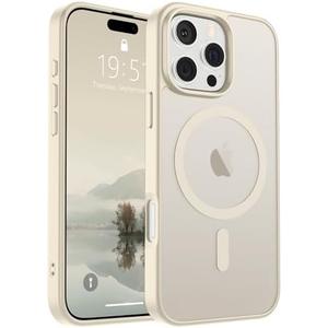 SUPFINE Magnetic for iPhone 16 Pro Case (Compatible with MagSafe) (Military Grade Drop Protection) Slim Translucent Matte Shockproof with Anti-Fingerprint Phone Case,Antique White
