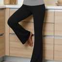 Rapbin Fold Over Flare Leggings for Women Yoga Pants Y2k Lounge Sweatpants Workout Athletic Joggers Slim Fit Bottoms 2026 (Black, S)