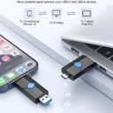 128GB USB Flash Drive JUANWE Type C & Type A Dual Port USB USB 3.1 Thumb Drive 150MB/s High Speed Transfer Memory Stick for Phone, Laptop, Tablet, Blue