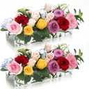 2 Pack Acrylic Flower Vase Rectangular, Clear Acrylic Flower Vase, 24 Inch Long Floral Centerpiece for Dining Table Decor, Clear Vases with 12 Holes,Modern Flower vase for Home/Wedding/Party