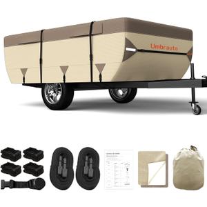 Umbrauto Pop Up Camper Cover for 18'-20' Folding Tent Trailer  7-Layer Top, 3-Layer Side, Waterproof, Windproof, Sun-Resistant, Heavy-Duty Cover for All-Weather Protection
