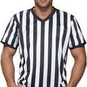 Referee Shirt Womens Men Referee Costume 4pc with Umpire Jersey Uniform Referee Flags Whistle for Football Halloween