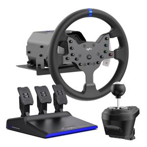 PXN V99 Force Feedback Steering Wheel, 270-900 Degree, with 3 - Pedals and Shifter Bundle for PC, PS4, Xbox One, Xbox Series X/S