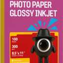 100 Sheets Double-Sided Thick Heavyweight Premium Glossy Photo Paper Cardstock 8.5x11 Inches 300Gsm 80lbs Only for Professional Inkjet Printer and Dye Ink for Brochure Paper, Flyers Paper
