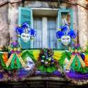 Purple Green Glitter Plaid Mardi Gras Bows for Wreaths - Large Mardi Gras Decor for Home Garden Indoor Outdoor Decoration