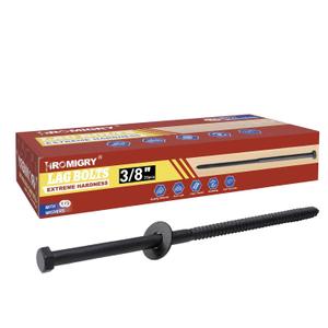 3/8" x 10" Lag Bolts (25 PCS) Black Lag Screws for Wood, Double Anti-Rust Coatings, Heavy Duty Hex Head with Washers