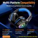 Ozeino 2.4GHz Gaming Headset Wireless with Flip Mic for Ps5, Ps4, PC, Gaming Headphones with RGB Light, 40Hr Battery Bluetooth Headset for Laptop, Mobile, Mac