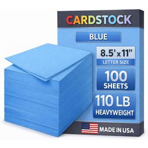 Woodlake Blue Cardstock Printer Paper, 8.5x11Letter Size 100Sheets, 110LB Heavyweight Colored Card Stock, For Copy Printing, Invitations, Scrapbooking & Art Projects, Made in USA