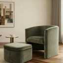 MALOL Mid-Century Velvet Living Room Chair with Storage Ottoman, Space-Saving Accent Chairs for Bedroom/Reading Spaces/Office, Green (Set of 1)