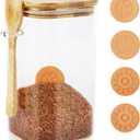 Brown Sugar Keeper Containers, 1.4Qt(1300Ml) Glass Food Storage Jars with 4 Terra Cotta Brown Sugar Savers, Lids and a Spoon, Suitable for Storing Food/Spices/Candies/Coffee Beans