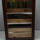 Desktop Cigar Humidor Cabinet Triple-Sided Light with Digital Hygrometer, Humidifier and Humidity Packs. 4 Ceder Wood Drawers, Cigar Humidor Box can Hold 200 Cigars. Present for Men (Ebony)