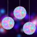 Brightown Outdoor Christmas Decorations-Starlight Sphere, Replaceable Bulbs with Add-On Plug, Lighted Sphere Balls for Trees Party Wedding Patio Indoor Decorations 5.5in-3pc 50 LED(Multi-Colored)