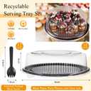 Tessco for you 12 Pack Disposable Serving Tray with Lid Round Black,16 Inch
