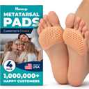 Homergy Metatarsal Foot Pads - Soft Gel Ball of Foot Cushions for Pain Relief, Ultra-Thin Sleeve Design, Stays in Place, Breathable & Reusable - Fits Heels, Flats, Sneakers (4 Pads / 2 Pairs) (Beige)