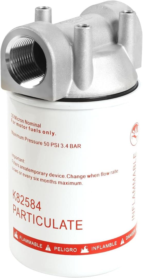 High Flow Fuel Filter, 1 NPT 30 Micronn Spin-on Cartridge Style Compatible With Mobile Portable and Stationary Disel Fuel Transfer Pump Tanks Boat