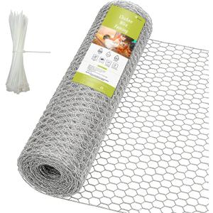 Chicken Wire Fencing, 24 Rifny 16.5 Inch x 60 Feet Chicken Wire Mesh Roll for Garden Plants, 1 Inch Mesh Hexagonal Galvanized Metal Poultry Wire Netting for Chicken Coop Rabbit Dogs Barrier