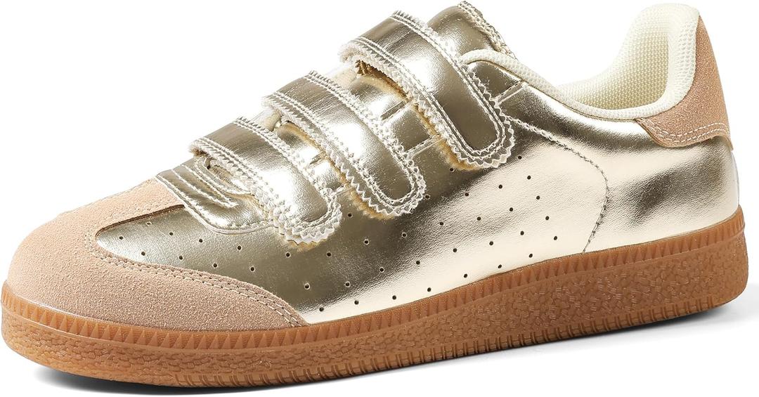 CYNLLIO Sneakers for Women Comfortable Tennis Shoes Non-Slip Lightweight Walking Shoes Casual Fashion Sneakers (9.5, 1gold)