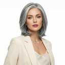 Grey White Highlight Wigs for Women Heat Resistant Synthetic Hair Natural Wave Womens Wigs for Women Lady Daily Used Cosplay Costume Halloween Old Lady Wigs (Silver Gray)