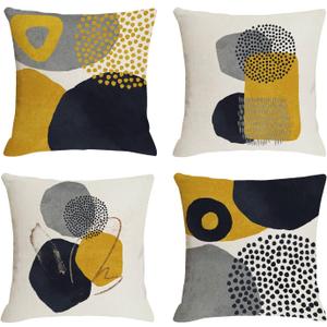 Jartinle Yellow Grey Abstract Throw Pillow Covers 20x20 Mid Century Modern Accent Geometric Pillow Covers Minimalist Set of 4 for Couch Home Dcor