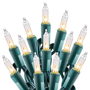 Minetom Clear Christmas String Lights 50 Count 25 Feet Incandescent Bulb Mini Lights for Indoor Xmas Tree Garland Birthday Wedding Party Festival Decoration, Green Wire