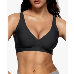 Vertvie Womens Wireless Seamless Bras Deep V No Underwire Push Up Bras Supportive Full Coverage Bralettes Plunge T Shirt Bra, Size M