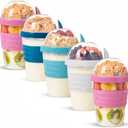 EYNEL On The Go Cereal Yogurt Cups with Lids and Spoon, Overnight Oats Container, Reusable Parfait Plastic Milk Jar Breakfast Crunch Granola Oatmeal Smoothie Snack Prep Bowl To Take Along, Pack 5