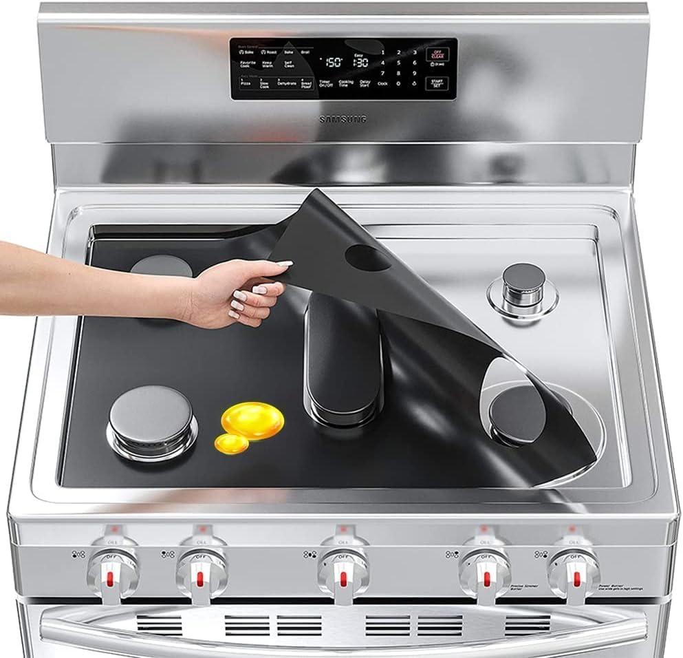 Stove Cover, Stove Top Protectors for Samsung Gas Range, 0.4 mm Thick Reusable Gas Stove Burner Covers, Non-Stick Stove Liner Compatible With Samsung Gas Stove, Washable Stove Protector