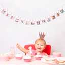 Pink Monthly Milestone Photo Banner - Baby Girl First Year Photo Banner, Pink 1st Birthday Party Decoration for Girl, Newborn to 12 Months Photo Garland, Girl Birthday Cake Smash Photo Props Backdrop