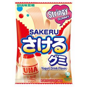 UHA Mikakuto Sakeru Stringy Gummy Yogurt 1.16 OZ (Pack of 10) BBD 2026.09.08