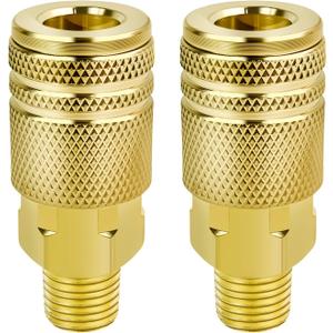 2 Packs 1/4" NPT M-Style Air Coupler Quick Connect Fittings - High Flow Brass Couplers for Air Compressors, Tools, and Accessories - Air Hose Coupler And Fittings