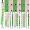 24 Pcs Witch and Princess Pens Pink & Green Party Favors Pen and Notepad Set for Halloween, Birthday, Party Supplies Christmas Students Office Gifts