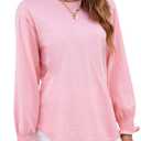 Atnlewhi Womens Puff Long Sleeve T Shirts Pink (Pink, L)