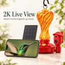 Smart Glass Hummingbird Feeder with Camera, 2K HD Live View, 2.4GHz WiFi Only, Solar-Assisted Outdoor Bird Feeder, App Motion Alerts, AI Bird ID, Ant Moat, Easy Clean Drip-Resistant Nectar Feeder
