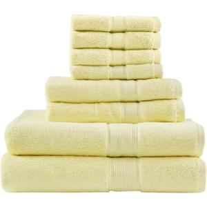 Madison Park 800GSM Bathroom Towel Set of 8 100% Cotton Bath Towel Set for Bathroom Luxurious Highly Absorbent 2 Bath Towels 2 Hand Towels 4 Washcloths Quick Dry Spa Quality Yellow (Multi-Size Set (30 x 54, 16 x 28, 13 x 13 in))