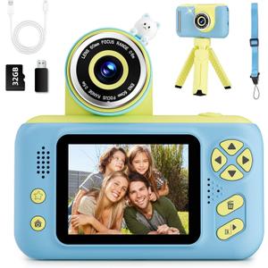 Camera for Kids, Toddler Volging Cameras Age 3-8 Christmas Birthday Gifts for Boys and Girls 3-12 Year Old Boys Digital Camcorder for Video Portable Kids Selfie Camera with 32GB SD Card Blue