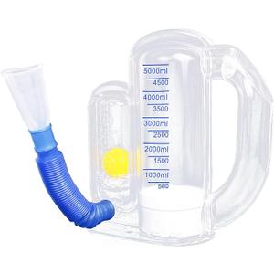 Incentive Spirometer Adult,Breathing Exercise Device for Lungs,Deep Breathing Trainer for Children and Adult,5000ml Volume Measurement with Flow Rate Indicator.